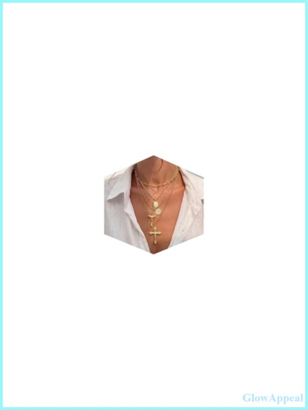 Gold Plated Vintage Layered Cross Necklace Set
